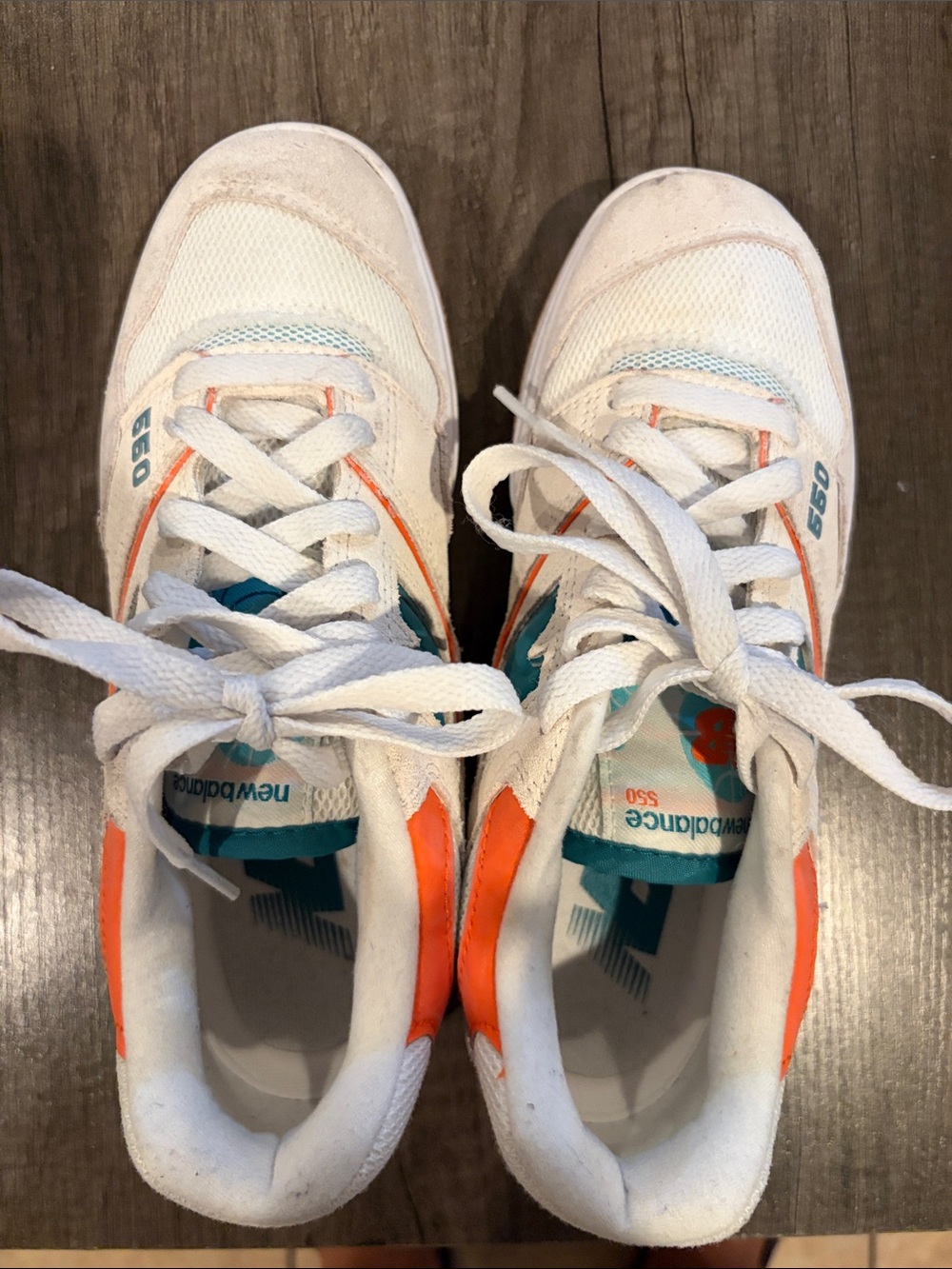 New Balance Kids White & Orange Sneakers